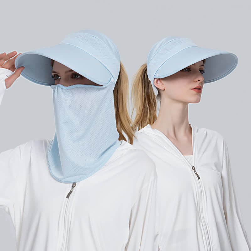 2pcs Women's Ponytail Mesh Sun Visor Cap with Removable Flap