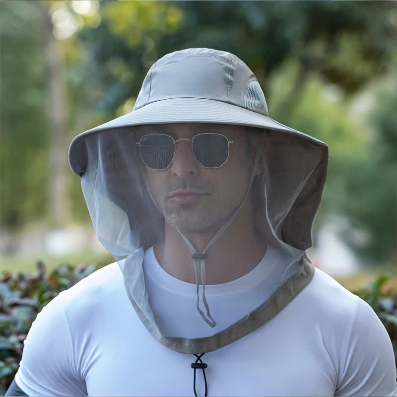 Unisex Anti Mosquito Insect Bucket Hat With Veil Mesh Protection