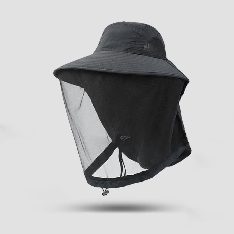 Unisex Anti Mosquito Insect Bucket Hat With Veil Mesh Protection - Black - Adjustable (21 5/8"-23 5/8") - image 1