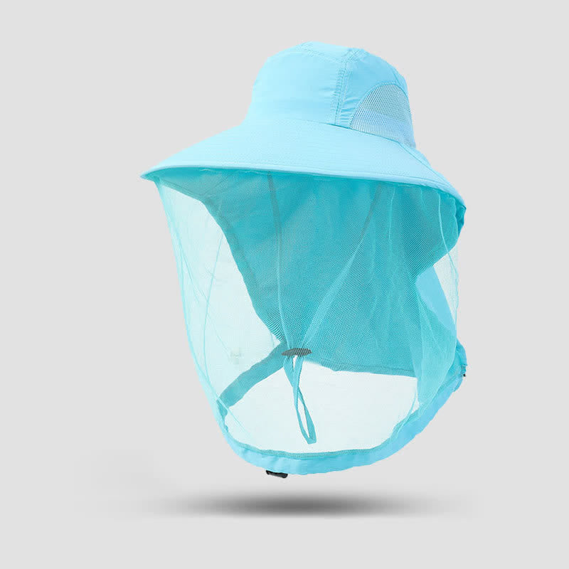 Unisex Anti Mosquito Insect Bucket Hat With Veil Mesh Protection - Sky Blue - Adjustable (21 5/8"-23 5/8") - image 14