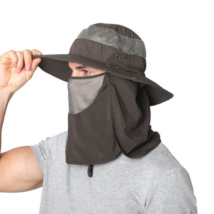 Outdoor Sun Protection Fishing Bucket Hat With Mesh Veil - Army Green - Adjustable (22"-23 5/8") - image 2