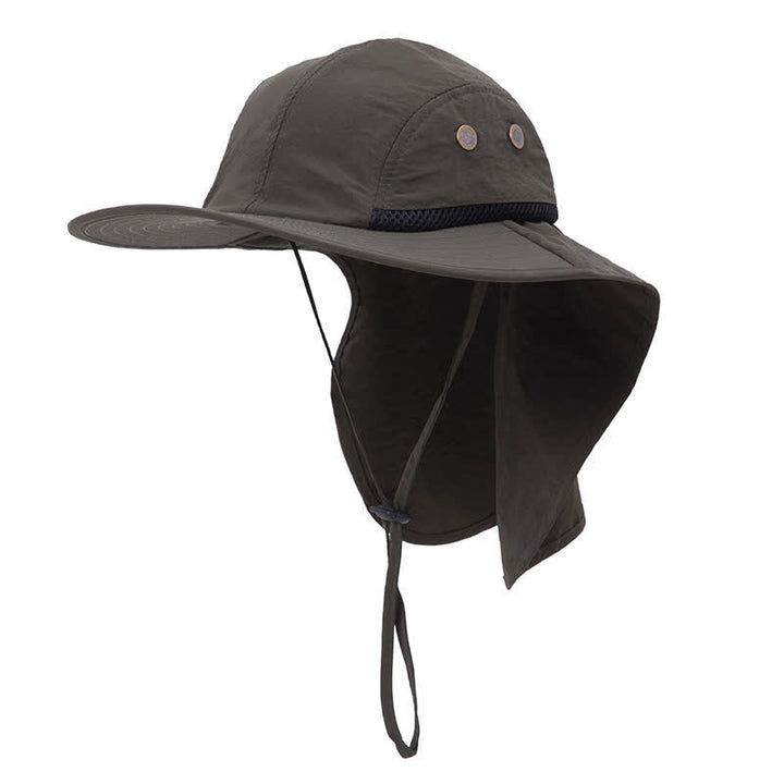 Wide Brim Sun Protection Bucket Hat With Neck Flap
