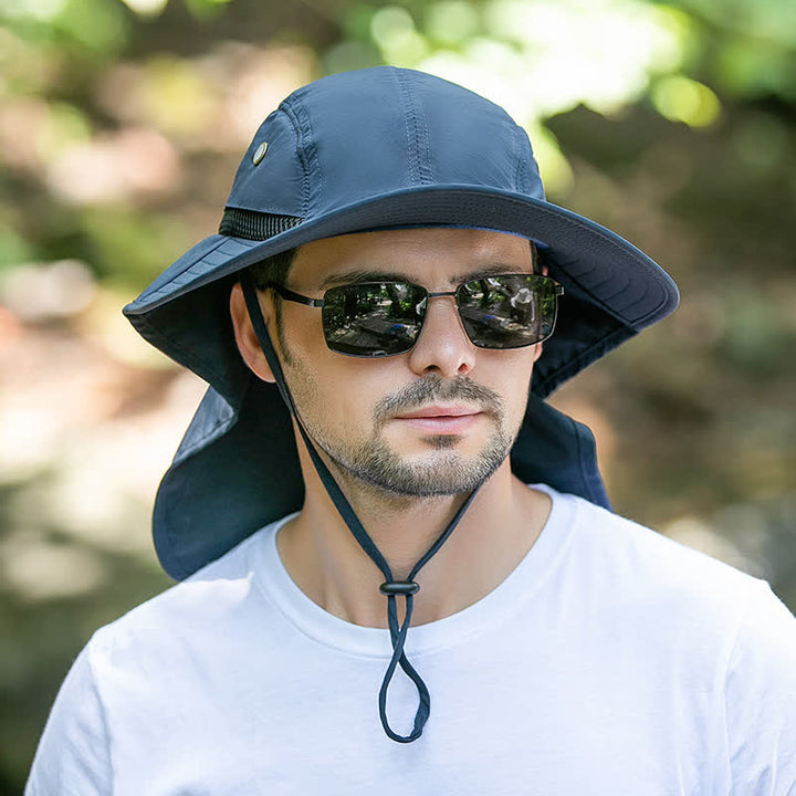 Wide Brim Sun Protection Bucket Hat With Neck Flap - image 0