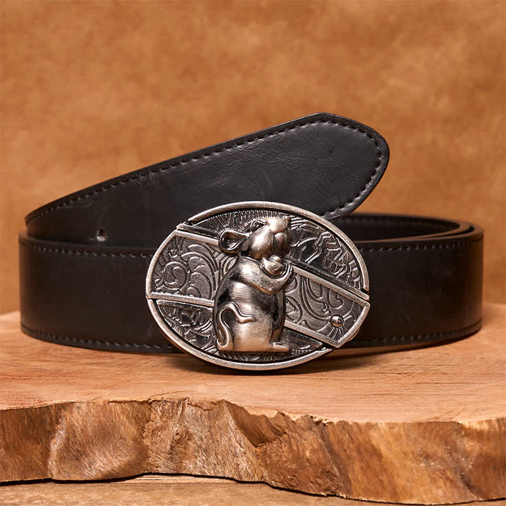 Men's DIY Hamster Hidden Folding Knife Leather Belt