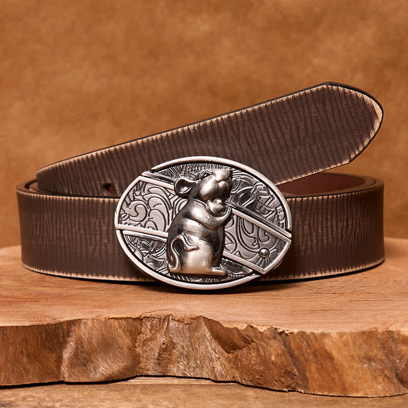 Men's DIY Hamster Hidden Folding Knife Leather Belt