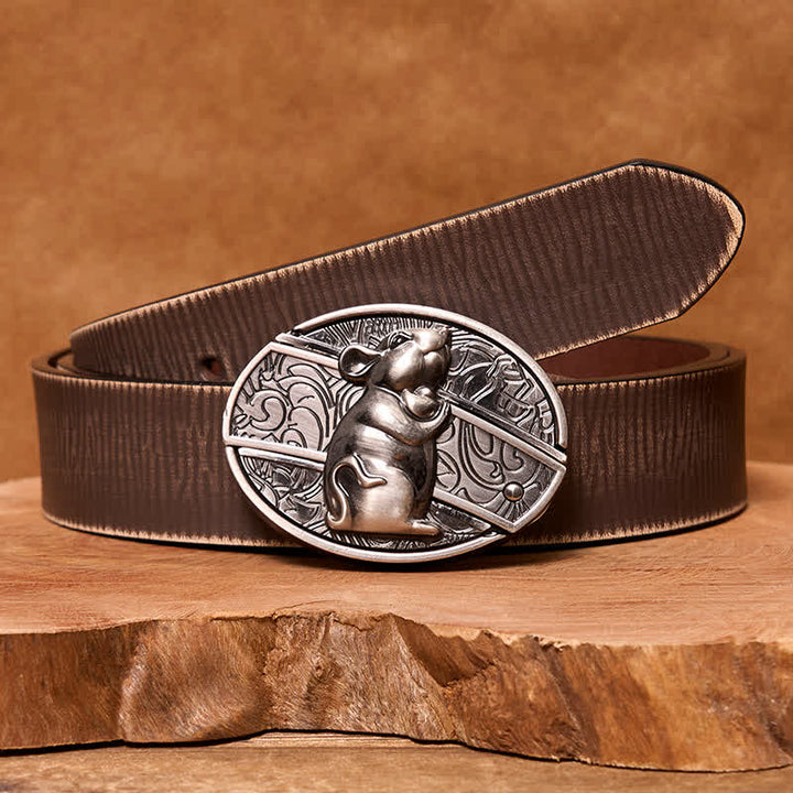 Men's DIY Hamster Hidden Folding Knife Leather Belt