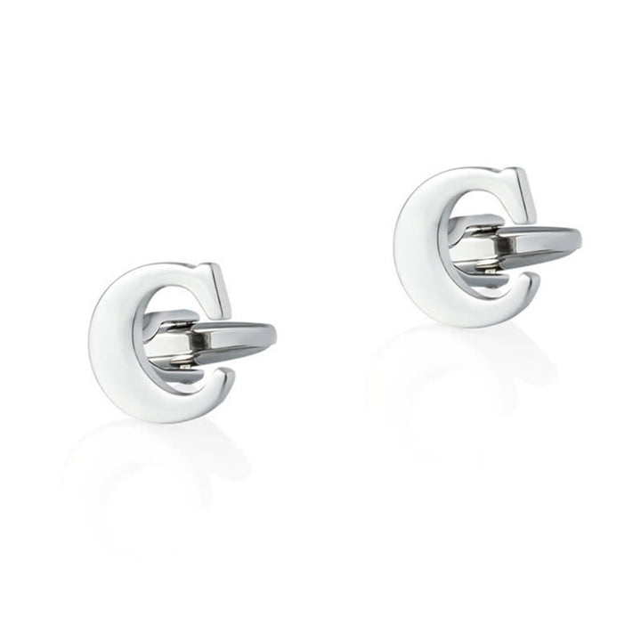 1 Pair Men's Silver Plated Initial Letter 26 Alphabet Cufflinks