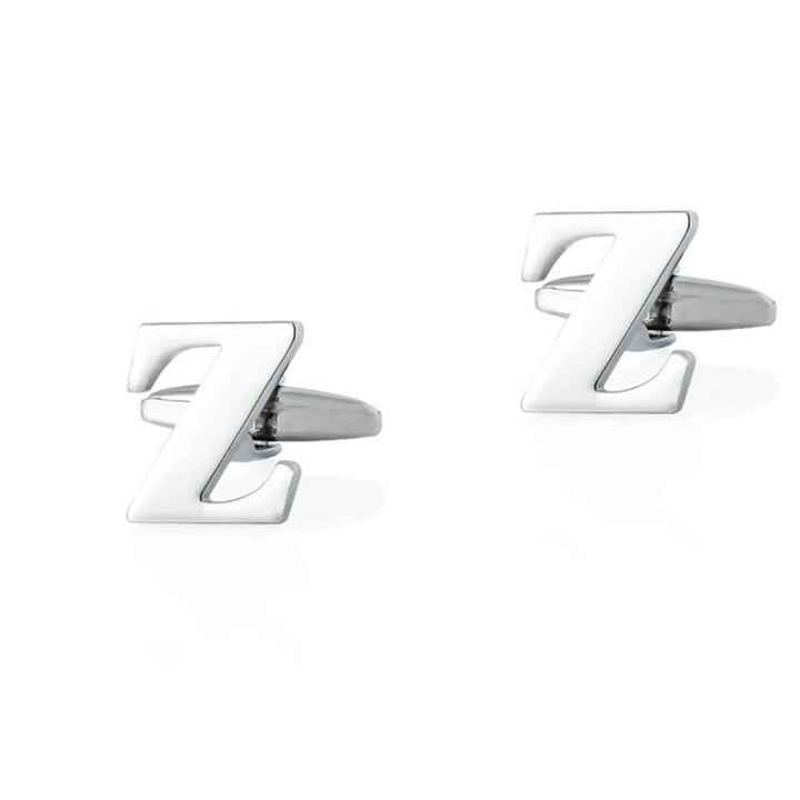 1 Pair Men's Silver Plated Initial Letter 26 Alphabet Cufflinks