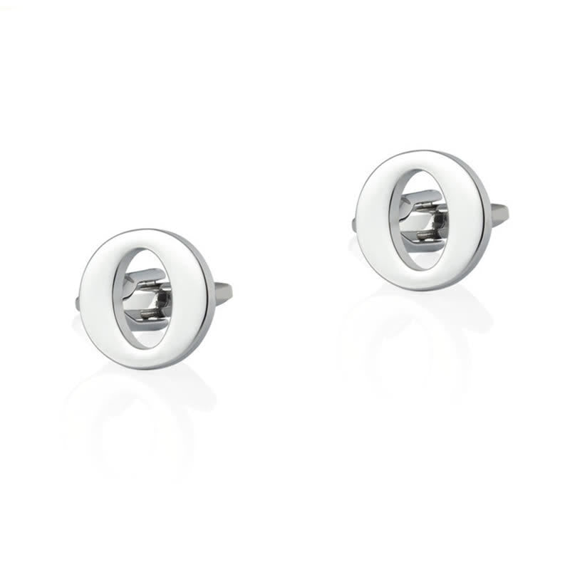 1 Pair Men's Silver Plated Initial Letter 26 Alphabet Cufflinks