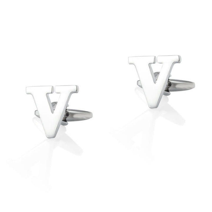 1 Pair Men's Silver Plated Initial Letter 26 Alphabet Cufflinks