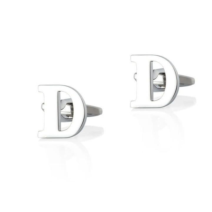 1 Pair Men's Silver Plated Initial Letter 26 Alphabet Cufflinks