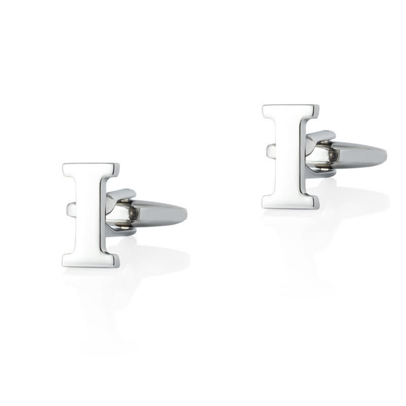 1 Pair Men's Silver Plated Initial Letter 26 Alphabet Cufflinks