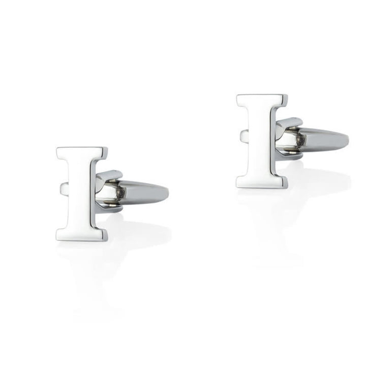 1 Pair Men's Silver Plated Initial Letter 26 Alphabet Cufflinks