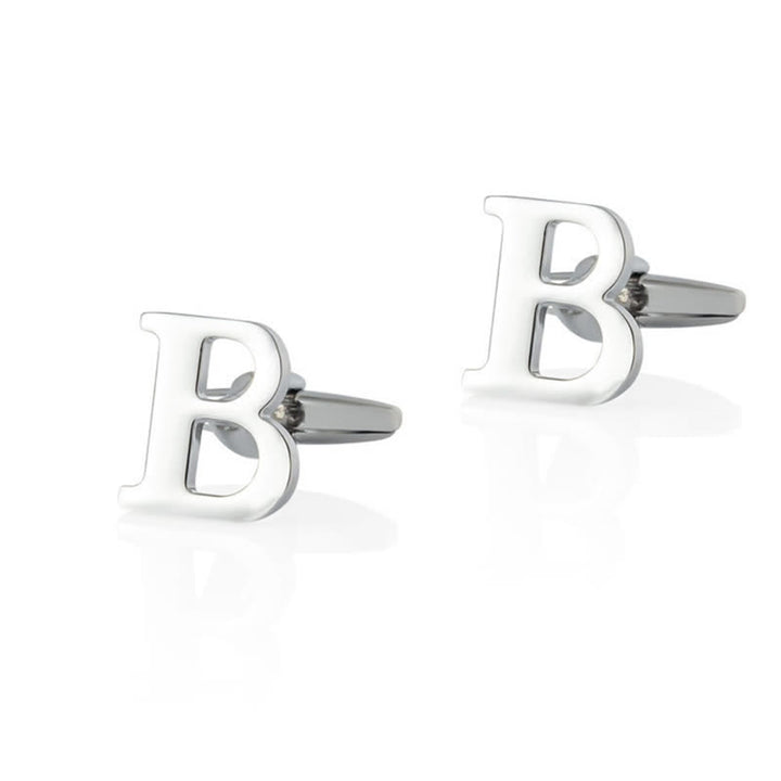 1 Pair Men's Silver Plated Initial Letter 26 Alphabet Cufflinks