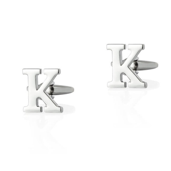 1 Pair Men's Silver Plated Initial Letter 26 Alphabet Cufflinks
