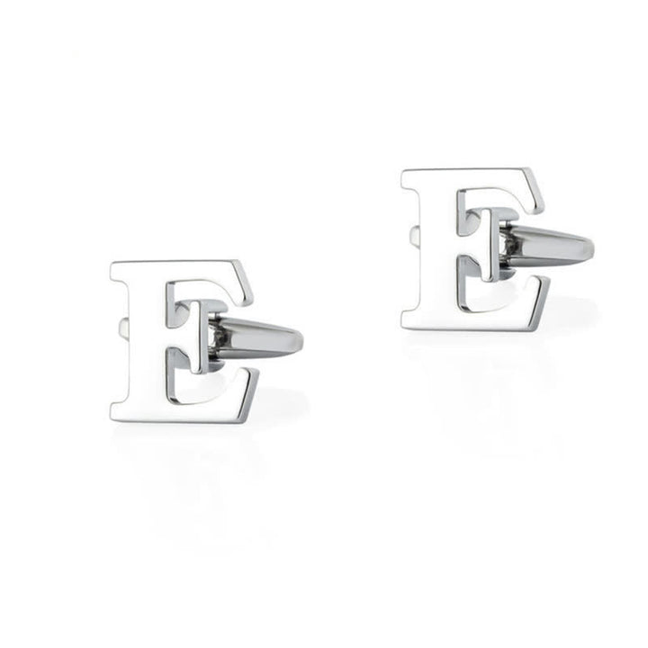 1 Pair Men's Silver Plated Initial Letter 26 Alphabet Cufflinks