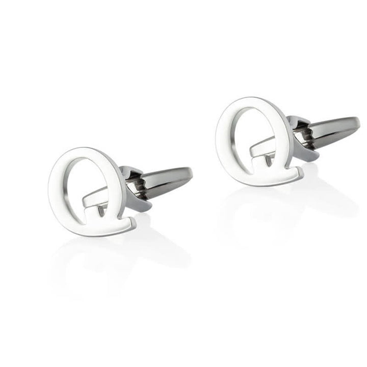 1 Pair Men's Silver Plated Initial Letter 26 Alphabet Cufflinks