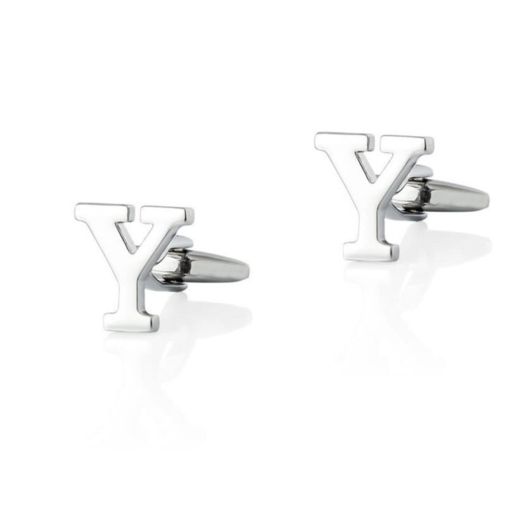 1 Pair Men's Silver Plated Initial Letter 26 Alphabet Cufflinks