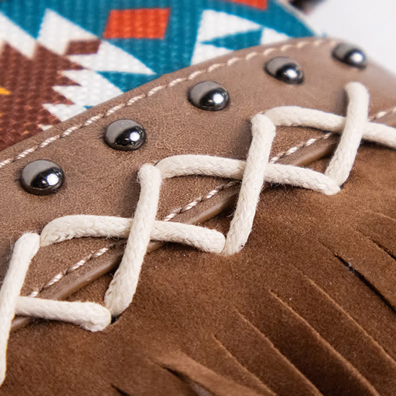 Women's Western Pattern Blue Aztec Fringe Crossbody Bag