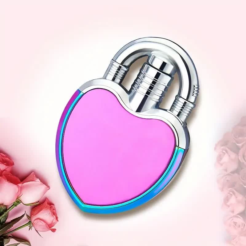 Heart & Lock Shape Jet Single Flame Refillable Butane Lighter