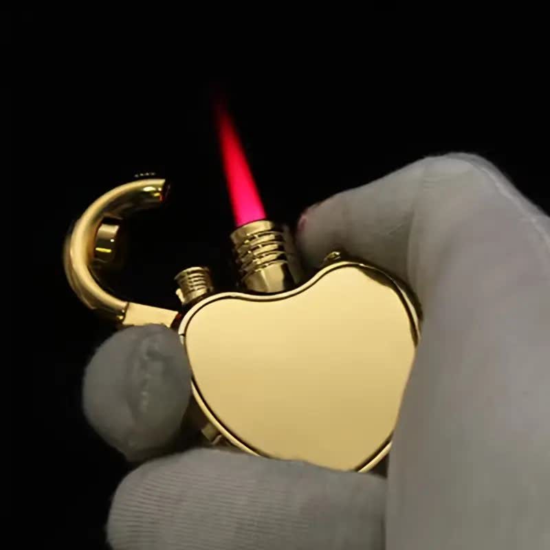 Heart & Lock Shape Jet Single Flame Refillable Butane Lighter