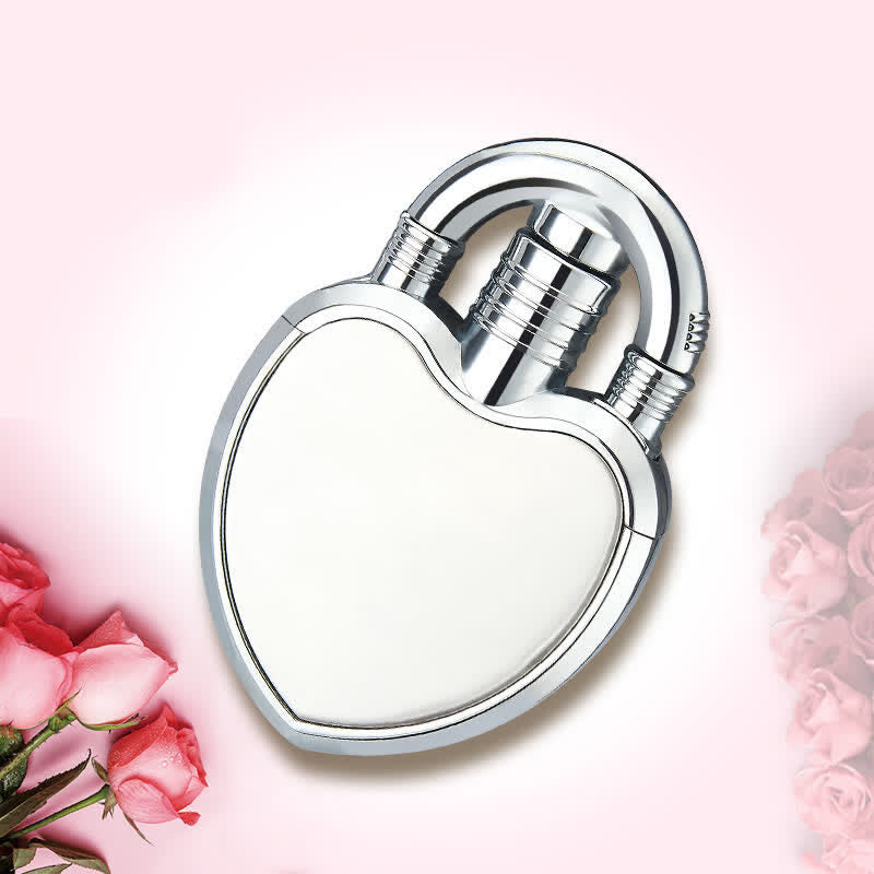Heart & Lock Shape Jet Single Flame Refillable Butane Lighter - Silver - image 9
