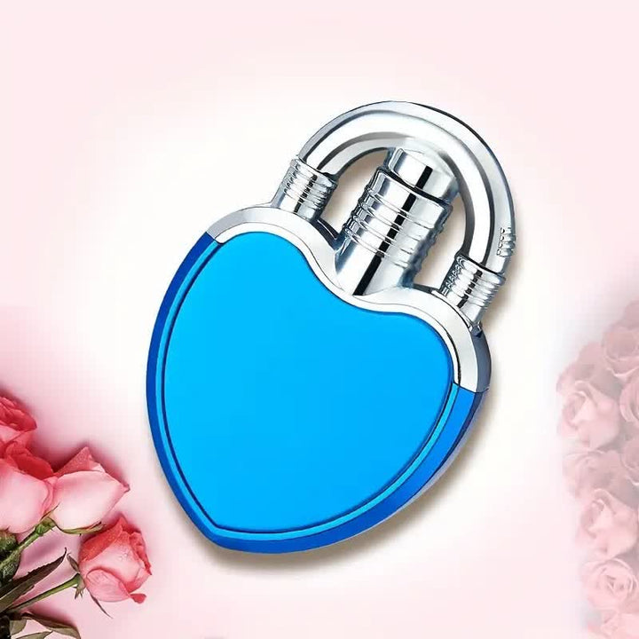 Heart & Lock Shape Jet Single Flame Refillable Butane Lighter - Blue - image 3