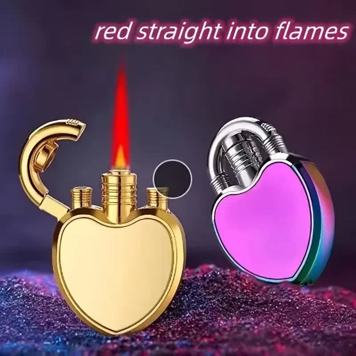 Heart & Lock Shape Jet Single Flame Refillable Butane Lighter