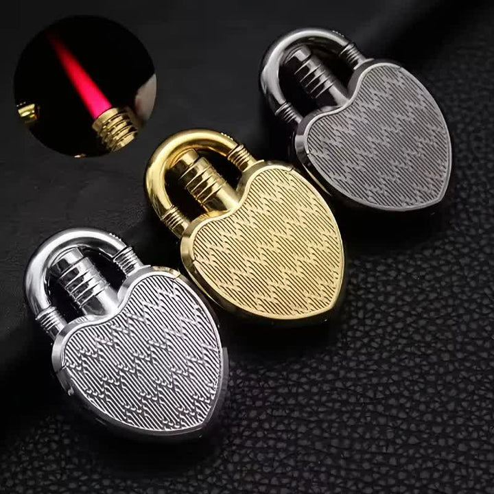Heart & Lock Shape Jet Single Flame Refillable Butane Lighter