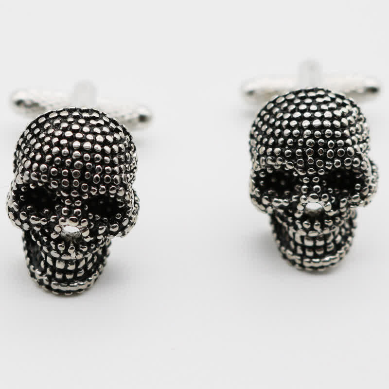 Men's 1 Pair Silver-Tone Punk Skull Head Cufflinks - image 3