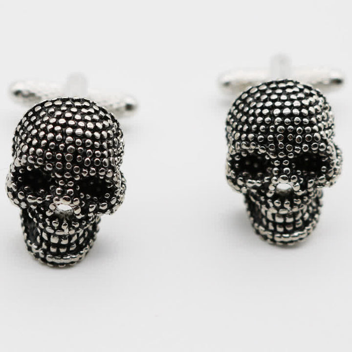 Men's 1 Pair Silver-Tone Punk Skull Head Cufflinks - image 2