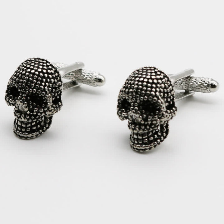 Men's 1 Pair Silver-Tone Punk Skull Head Cufflinks - Silver - image 1