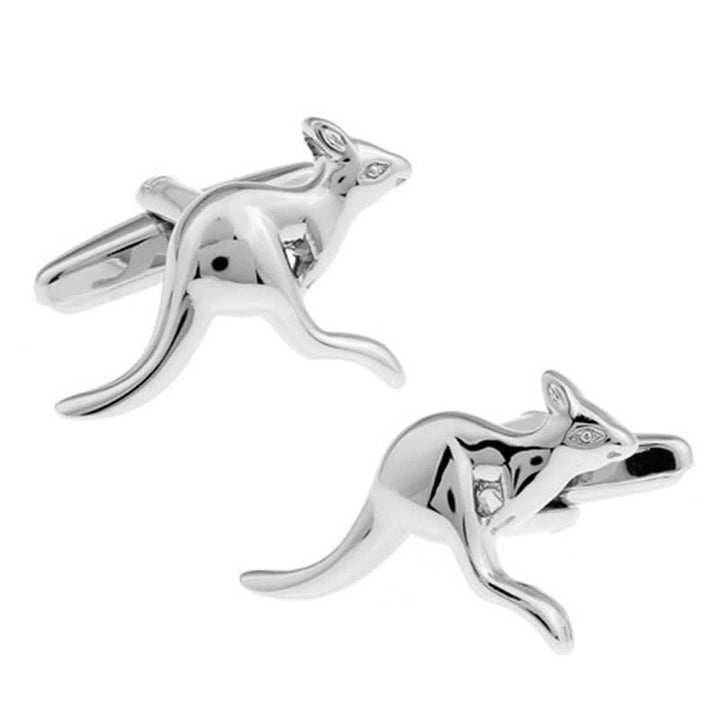 Men's 1 Pair Cute Kangaroo Silver-Tone Cufflinks - Silver - image 1