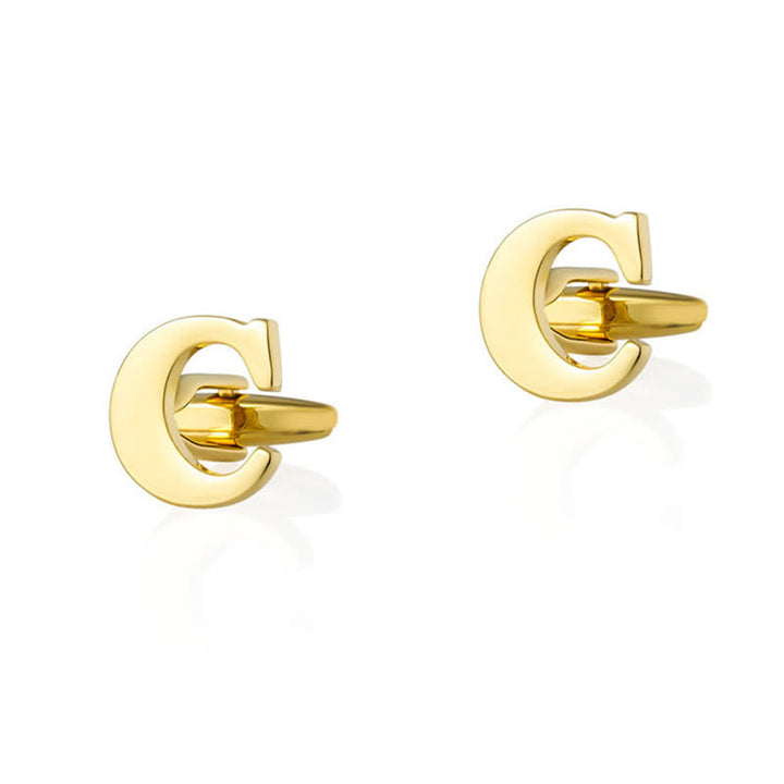 1 Pair Men's Gold Plated Initial Letter 26 Alphabet Cufflinks