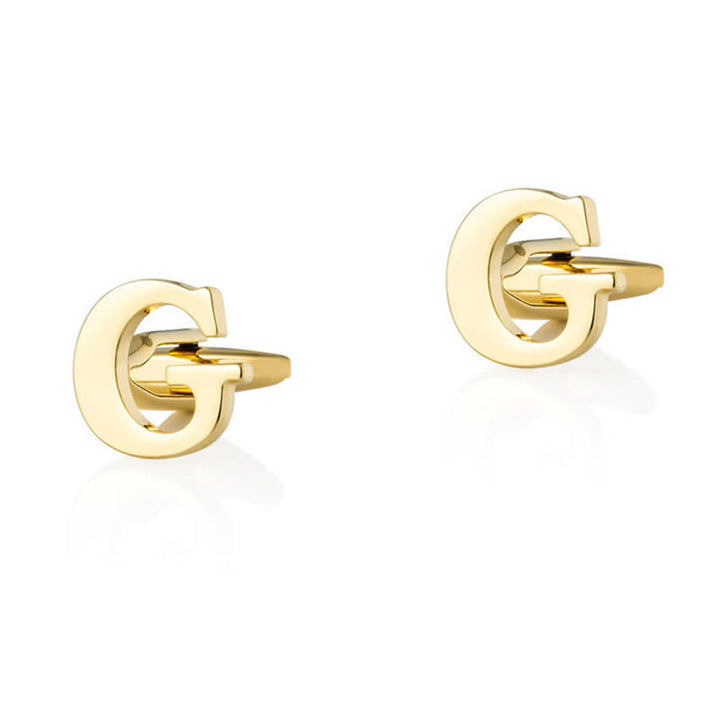 1 Pair Men's Gold Plated Initial Letter 26 Alphabet Cufflinks