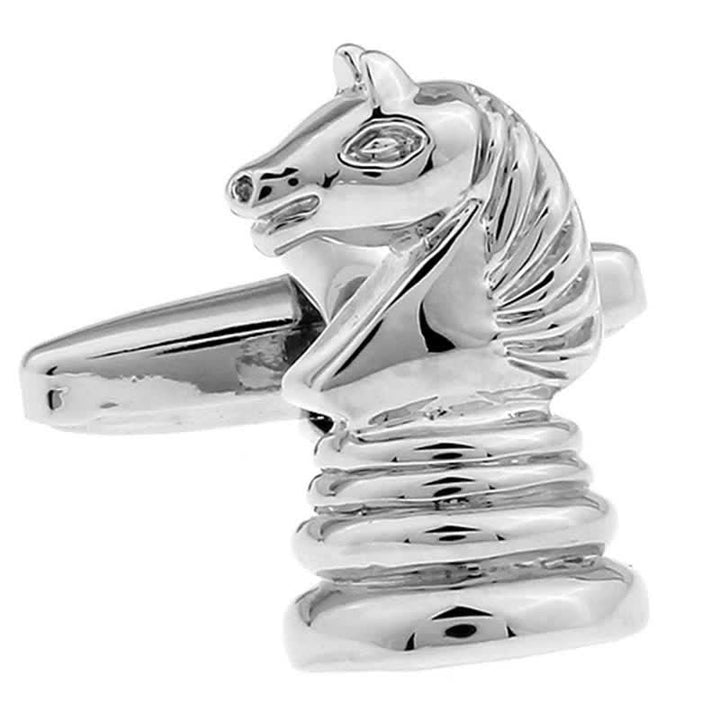 Men's 1 Pair Horse-Head Chess Silver-Tone Cufflinks