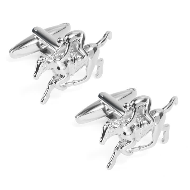 Men's 1 Pair Horseback Riding Silver-tone Cufflinks