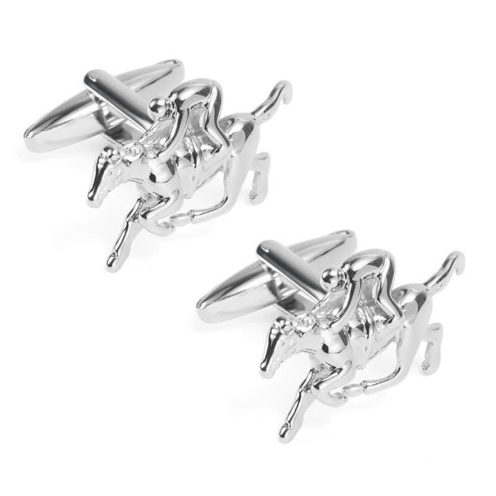 Men's 1 Pair Horseback Riding Silver-tone Cufflinks