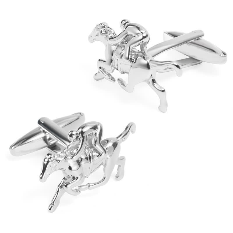 Men's 1 Pair Horseback Riding Silver-tone Cufflinks - image 5