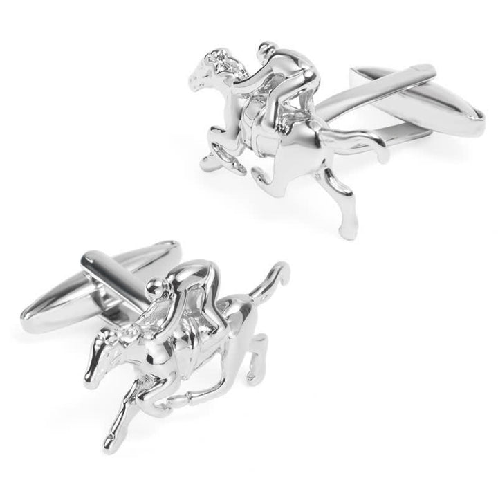 Men's 1 Pair Horseback Riding Silver-tone Cufflinks