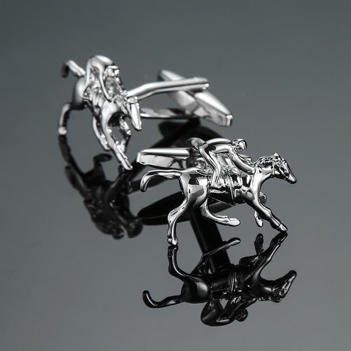 Men's 1 Pair Horseback Riding Silver-tone Cufflinks
