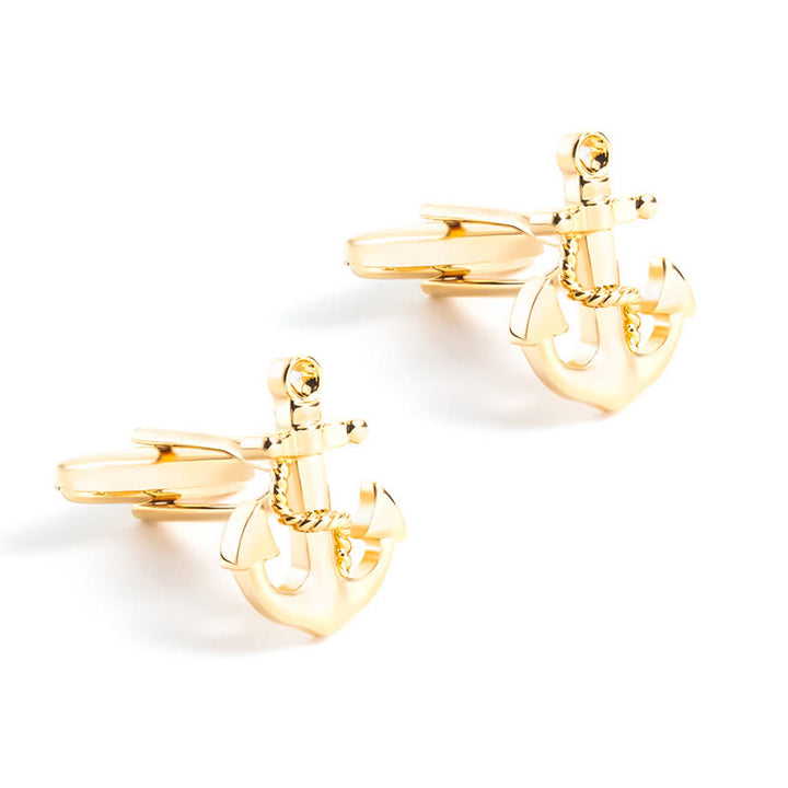 Men's 1 Pair Gold-Tone Ship Anchor Cufflinks