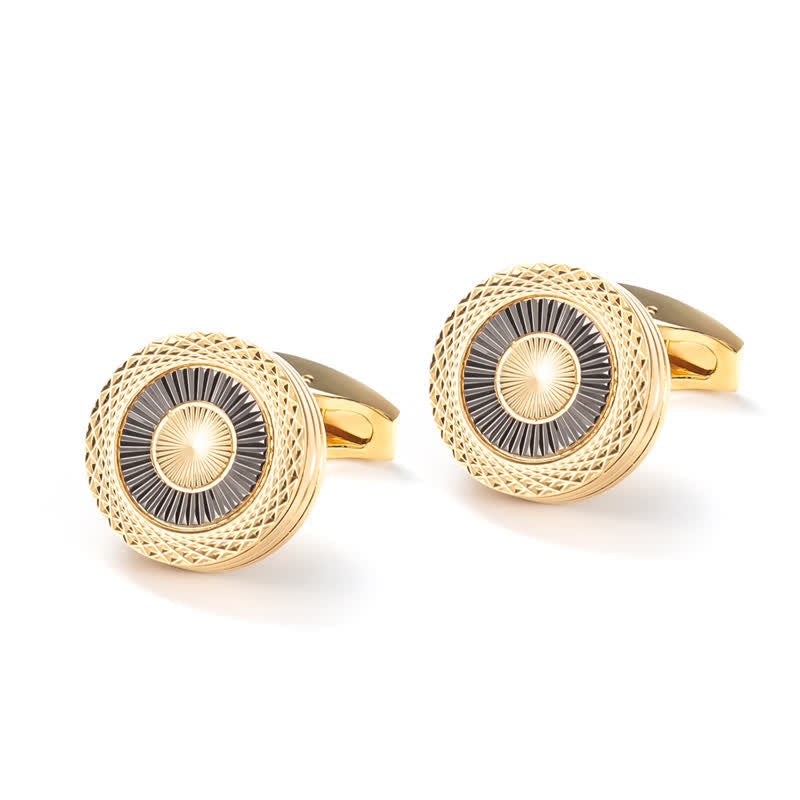 Men's 1 Pair Round Tire Pattern Cufflinks - image 2