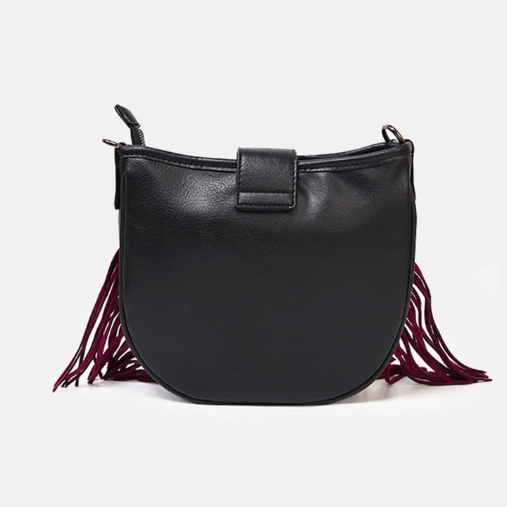 Women's Native Aztec Motifs Fringe Crossbody Bag