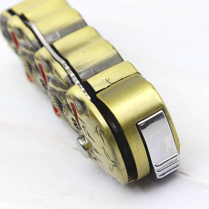 Triple Skull Head Refillable Butane Lighter With Knife - image 9