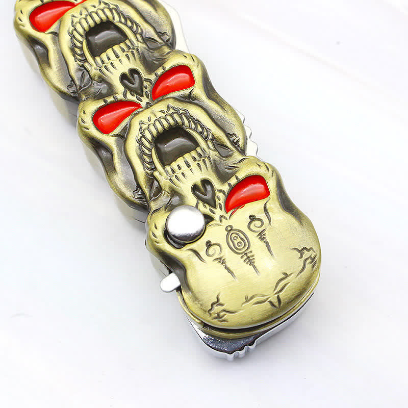 Triple Skull Head Refillable Butane Lighter With Knife - image 7