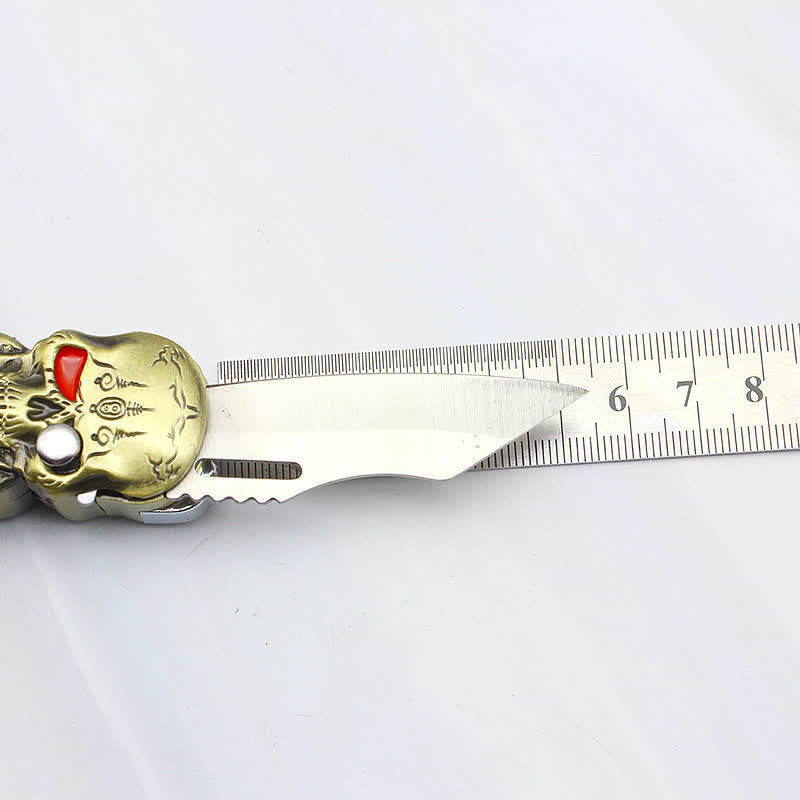 Triple Skull Head Refillable Butane Lighter With Knife - image 10