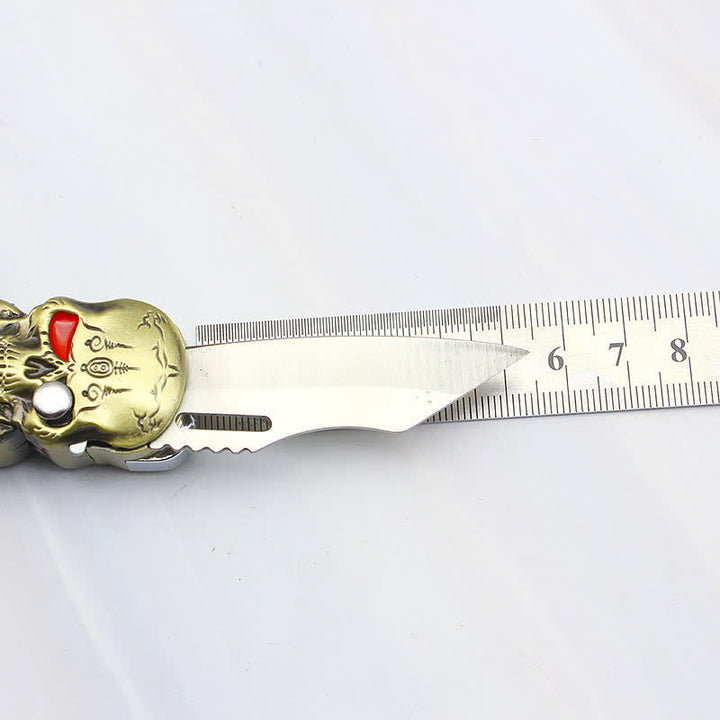 Triple Skull Head Refillable Butane Lighter With Knife - image 10