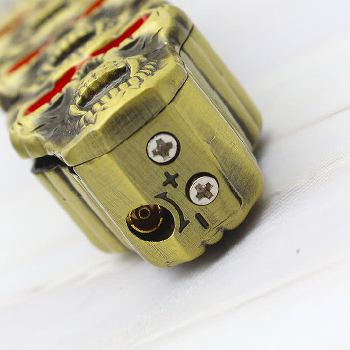 Triple Skull Head Refillable Butane Lighter With Knife - image 9