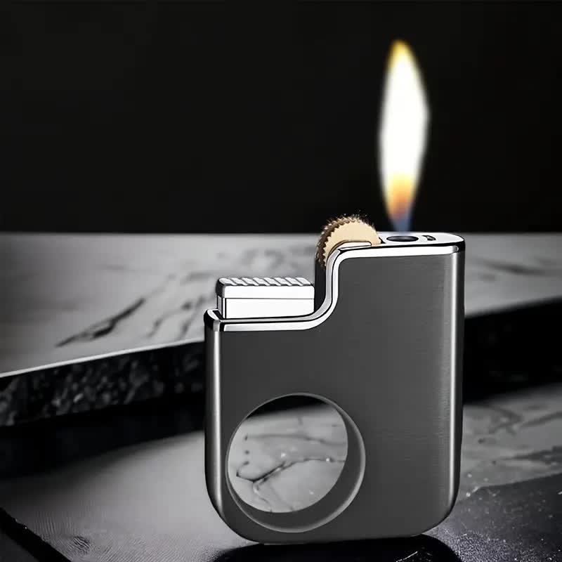 Creative Ring-Shaped Handle Refillable Butane Lighter - Black - image 0